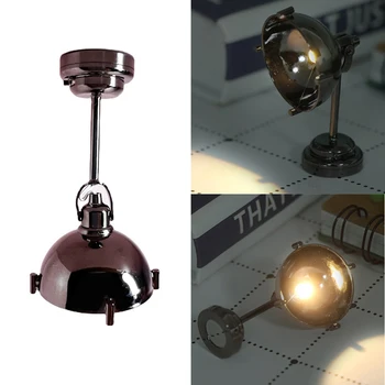 1tk 1/12 Skaala Nukumaja Tarvikud Miniatuursed LED Seina Sconce Lamp, Akuga on/OFF Lüliti