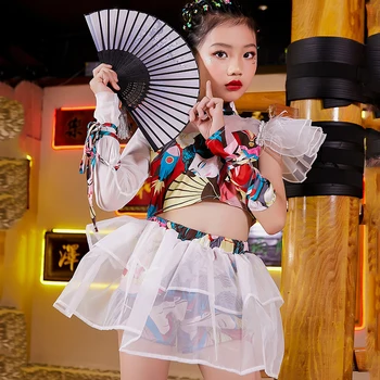 2021 Uus Laste Jazz Tantsu Kostüümid Mood Tüdrukud Hiina Stiil Hip-Hop Tantsu Riided Tulemuslikkuse Catwalk Show Lava Kanda