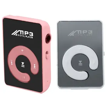 2X Mini Peegel Klamber USB Digital Mp3 Pleier Toetab 8GB SD TF Kaart Roosa & Valge