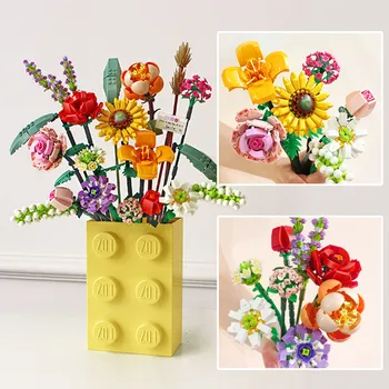 3D Lille Kimp ehitusplokk Loominguline Lilleline Mudel Mänguasi Kodu Kaunistamiseks DIY Tõusis Päevalille Tellised Komplekt Tüdruk Sõbrale Kingitus