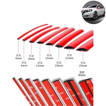3M /5M DIY Auto Kaitseraua isekleepuvad punane Dekoratiivsed Ribad Paksenenud PVC-Materjaliga, Et Vältida Keha Kriimud Kaunistavad Auto Accessory