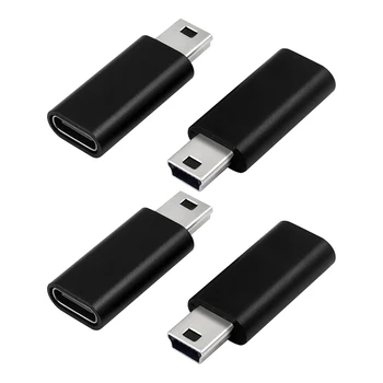 4tk USB-C Mini USB 2.0 Adapter C-Tüüpi Naine Mini USB Isane Teisendada Adapteriga Gopro MP3-Mängijad Kriips Cam,Must