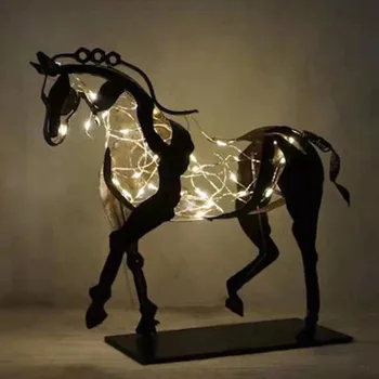 Adonis Hobune Skulptuur Sepistatud Metallist Helendav Kaunistused Koju Elutuba Raamaturiiul Desktop DecorFigurines Hobuse Kuju