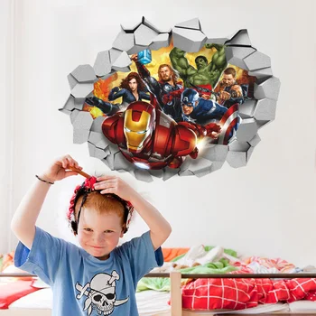Avengers Puruks Seina 3D-Akna Decal Eemaldatav Graafiline Seina Kleebis Lapsed Baby Lasteaed Magamistuba Poisid Kingitus Plakati Kujundusest