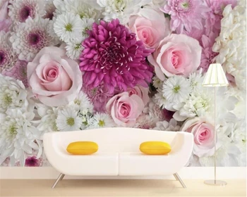 Beibehang 3d tapeet unistus lilled roosid liiliad lilled taustaga seina maalid elutuba, magamistuba TV tapeet seinamaaling foto