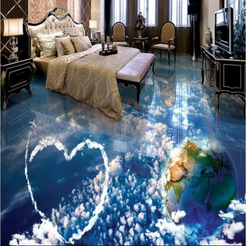 BEIBEHANG Custom 3D korrusel suur romantiline tähine taevas sinine taevas, valged pilved magamistuba maa vannituba, elutoas dekoratiivne maal