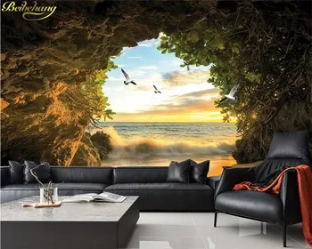 beibehang Kohandatud seina paber seinamaaling koobas kajakas 3D TV taust seina paberid home decor de papel parede 3d tapeet