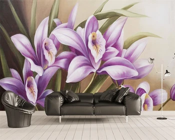 Beibehang Kohandatud taustpildi Euroopa 3D õlimaal Orhidee taust seina-elutuba, magamistuba taust murals 3d tapeet