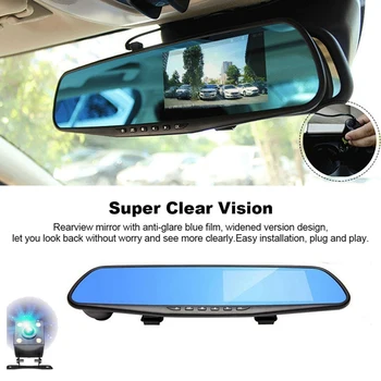 Car DVR Kriips Kaamera 170° lainurk Objektiiv videosalvesti Rearview Mirror Kriips Cam Ees Cam Sõidu Diktofon