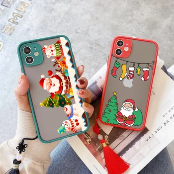 Cartoon Christmas Telefon Case For iPhone 12 12pro 12mini 11 7 8 6 6S Pluss 13 Hirv Case For iPhone XR X Xs 11 Pro Max Armas Tagasi