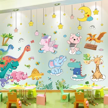 Cartoon Dinosaurused Seina Kleebised DIY Loomade Tähed Seinamaaling Kleebised Lastele Toad Beebi Magamistoas Lasteaed Lasteaed Kodu Kaunistamiseks