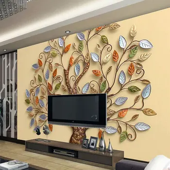 Continental abstraktse soodustused romantiline taustaks värvi puu tapeet elutoas, magamistoas 3D Murals Kohandatud suurused