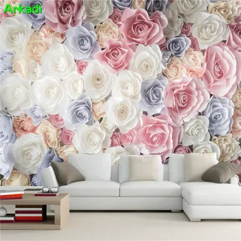 Custom 3D tapeet seinamaaling magamistuba pulm toas tapeet soe roosid elutoas diivan taustapildina lihtne seina riie