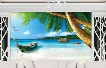 Custom maastiku tapeet, paadi randa Maldiivid maastiku murals elutuba, magamistuba TV taust seina de papel parede