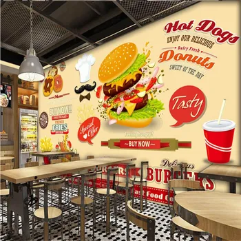 Euroopa ja Ameerika Hamburger Lääne-kiirtoit, Restoran, Snack Bar Tööstus-Decor Taust Seinamaaling Tapeet Seina Paber 3D