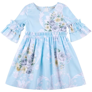 Flofallzique Cotton Baby Tüdrukud Dress Ümmargune Kaelus Pikk Varrukas Retro Floral Pastoraalne Stiil Moes Armas Poiss Riideid 1-8Yrs