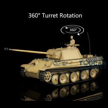 Heng Long Panzer 1/16 Kollane RC Tank 7.0 Plastikust saksa Panther G RTR Toucan Valmis töötama 3879 360° Torn TH17494-SMT8