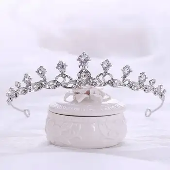 Hõbedane Värv Crown Kõrge Kvaliteedi Tsirkoon Crystal Crown Juuksed Hoop Printsess Crystal Crown Pruudi Abielu Headdress Pulm Ehteid