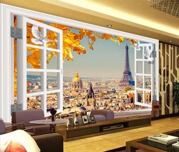 Kaasaegne Tapeet Eiffeli Torn 3D Tapeet, Seinad Magamistuba, elutuba Stereoskoopiline Winodw Maastiku TV Desktop Tellistest Müüri