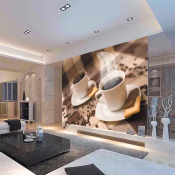 Kaasaegsete suuremahuliste seinamaaling elutoas kohvi lõhn joogi poest restorani köögis tapeet Kohandatud Suurus