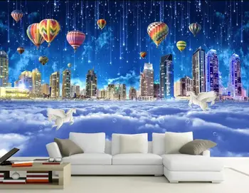 Kohandada 3D-seinamaaling tapeet fantaasia taevas linna pilv mere imedemaa sky city TV taust seina kaunistamiseks maali