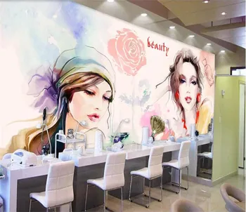 Kohandatud taustpildi akvarell ilu ilu nail shop shop taust seina-rõivapood kodu kaunistamiseks 3d tapeet