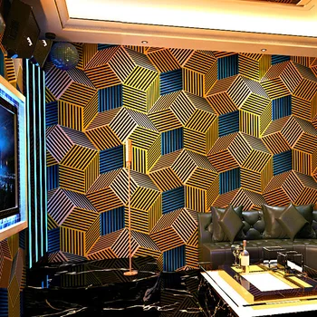 KTV Tapeet Karaoke Saal Flash Seina Riie 3D Peegeldav Ruuduline Geomeetriline Muster Graafiline Teema Kasti Tausta Seina Tapeet