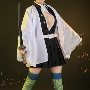 [Laos] Mäng Demon Slayer Kanroji Mitsuri Cosplay Kostüüm Kimono Naiste Ülikond Täis Rolli Mängida Riided Suurustele S-L