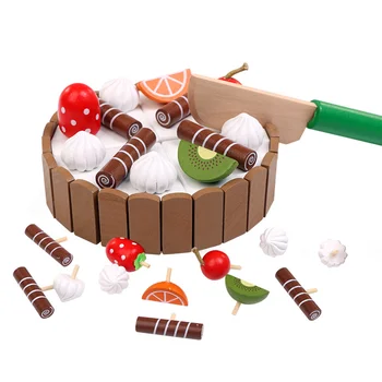 Laste Köök Sünnipäeva Kook Teeselda, Puidust Mänguasi Magnet-Šokolaadi Mousse Kook Lõikamine Mäng Haridus Mänguasjad Lastele