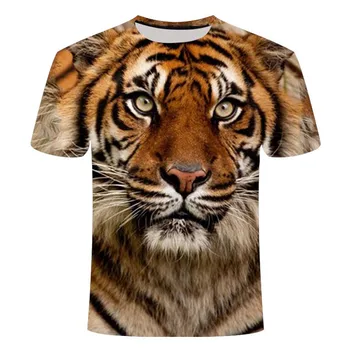 Loomade naljakas 3D lõvi T-särk, meeste ja naiste suvel 3d-printimine lõvi poiss, tüdruk tiiger 3D top T-särk