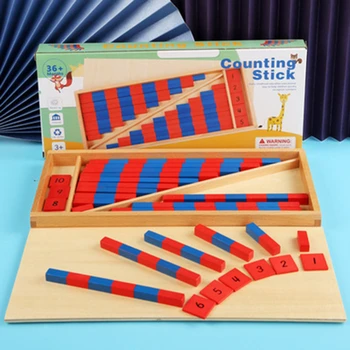 Matemaatika Mänguasi Beebi Mänguasjad Numbrilised Vardad Montessori Matemaatika Punane & Sinine Vardad Õppe Ja Hariduse Klassikaline Puidu Lapsed Aju Mänguasjad, Kingitused