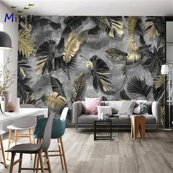 Milofi custom 3D tapeet seinamaaling tapeet Põhjamaade kaasaegne minimalistlik troopiliste taimede lehed sulg TV taust seina