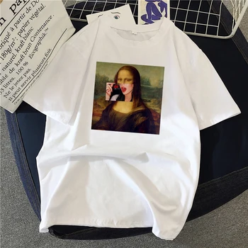 Mona Lisa Armas Maali Naiste T-Särk Naiste T-särk Esteetiline Harajuku Tshirt Naljakas Ulzzang 90ndatel Grunge Tumblr Streetwear