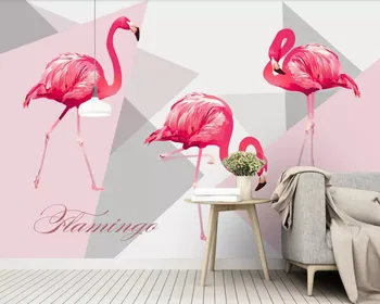 Moodsa geomeetrilise flamingo art 3d tapeet seinamaaling de papel parede,elutoas diivan, TV seina lapsed'room seina paberid home decor