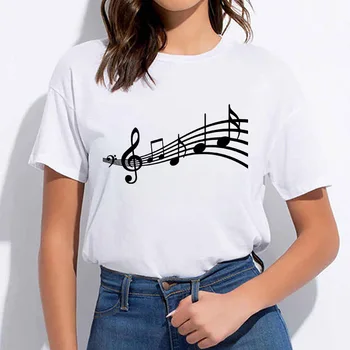Muusikaline Printige Daamid T-Särk, Lühikesed Varrukad O-Kaeluse jaoks Mood Naiste Tee Särk Topid Riided Suvel Graafika naine Tshirt 2021