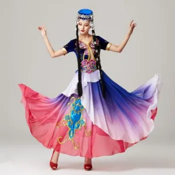 Naiste Xinjiangi Tantsu Kostüümid, Performance Riided Riigi Uygur Tantsu Kostüümid Etapp Riided Hui Vähemuse Kleit
