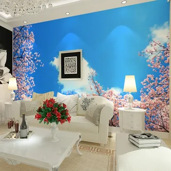 PVC TV taust seina-lae-elutuba 3D blue cherry Kohandatud Suurus