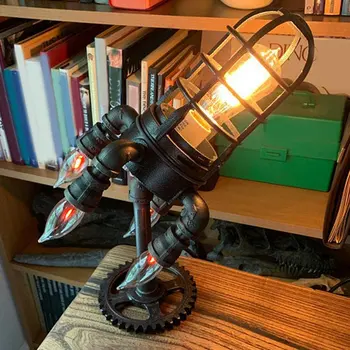 Retro Steam Punk Raketi Lamp, Millel on Pirnid Tabel Lamp LED Lahe Raketi Night Light Bar siseministeeriumi Teenetemärgi Desktop Decor