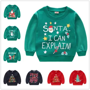 Santa Jõulud Poiste Kampsun Green Baby Boy X'mas Kostüümid Riided Tüdrukutele Pullover Topid Lastele Riided Puuvillane Jersey Dressipluus
