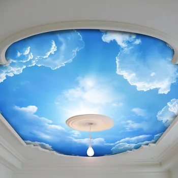 Sinine Taevas ja valge pilv Foto tapeet Silk Seinast, Seinamaal elutuba diivan taust 3D suurte mustritega Lae All sinine taevas