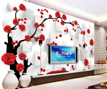 Suur Kohandatud Taustpildi Tõusis Reflex 3D Box TV Taust elutuba, Magamistuba Seina Home Decor