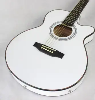 tasuta kohaletoimetamine hulgi kerge kitarr õhuke keha akustilis-electric guitar valge viimistlus läikiv algaja kitarri õpilane kitarr
