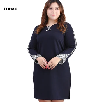 TUHAO office lady kleidid Servjätkatud Triibuline Kleit Profileerimine 10xl 8xl 6xl pluss suurus Vestidos Väike Lõhik Elegantne OL Kleidid MS50