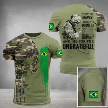 Uus Brasiilia Meeste T-Särk Brasiilia Sõdur-armee-veteran Riigi Lipu all, 3d Trükitud Kõrge Kvaliteediga T-särgi Suvel O-kaeluse Meeste ja Naiste