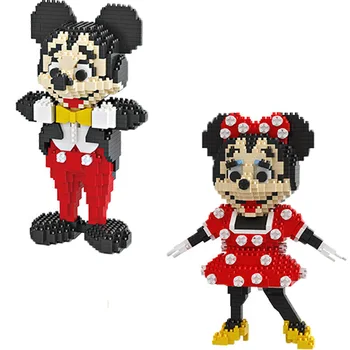 Uus Disney seeria armastavad Minnie Mickey, juust kassi kuju mikro-ehitusplokid puzzle laste mänguasi kingitus