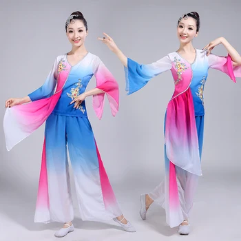 Uus stiil hanfu klassikalise tantsu yangko kostüüm kostüüm naissoost täiskasvanud tulemuslikkuse riided rahvuslik tants kostüüm pikk seelik