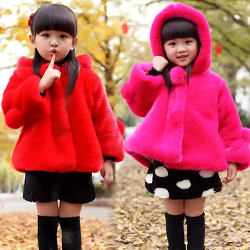 Uus tüdrukute villane talve mantlid lapsed kasukas laste soe puuvillane palus Outwear jope Laste riided 2-7 aasta